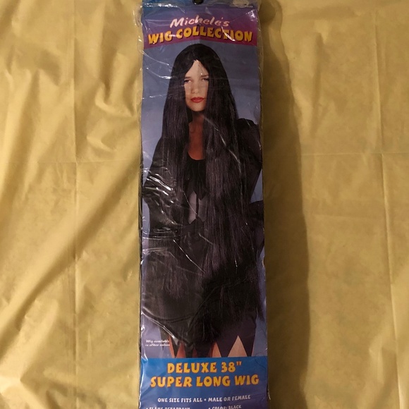 Deluxe super long wig black 38 in Cosplay Halloween Addams family Morticia - Picture 1 of 7